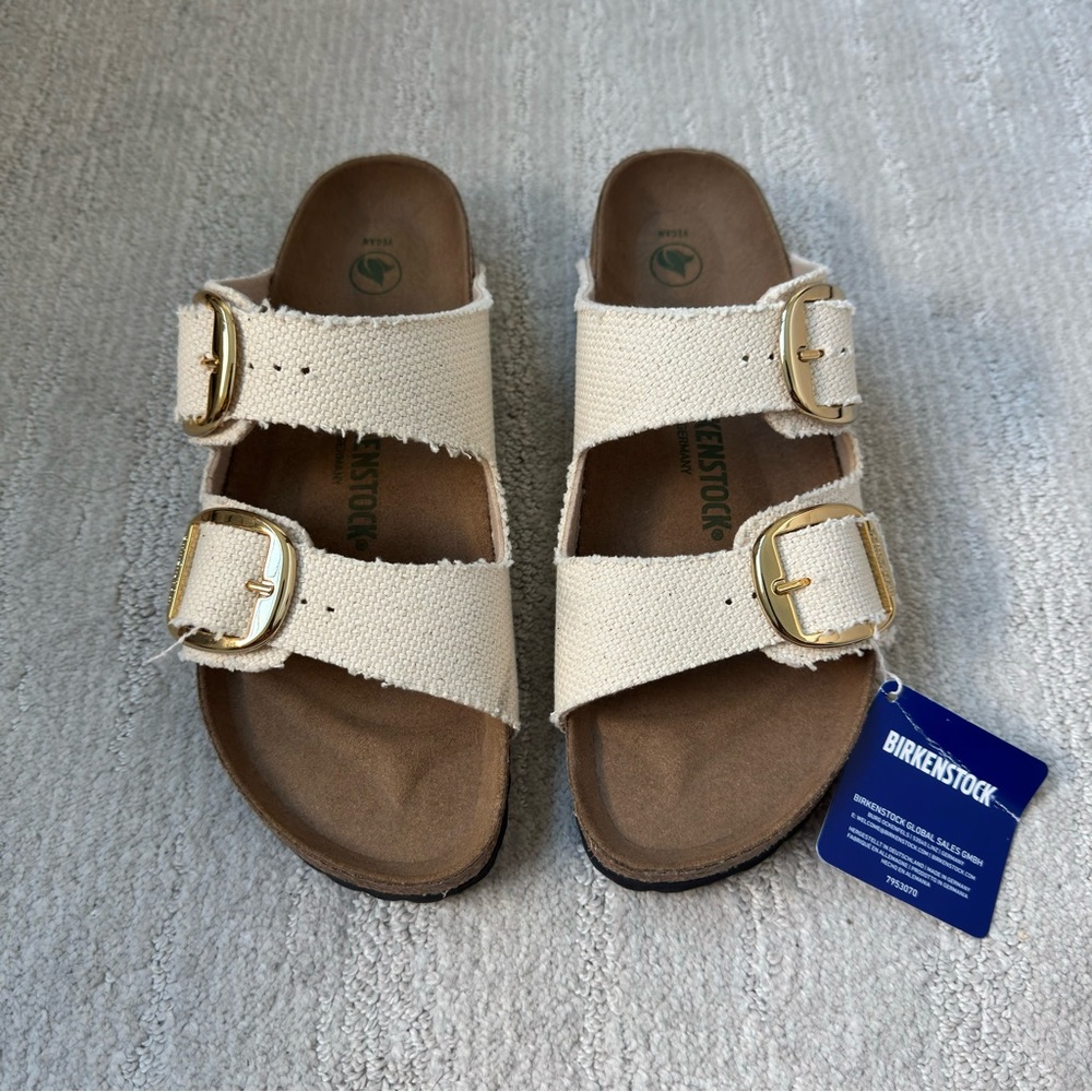 Birkenstock Big Buckle Vegan Canvas Eggshell Sandals